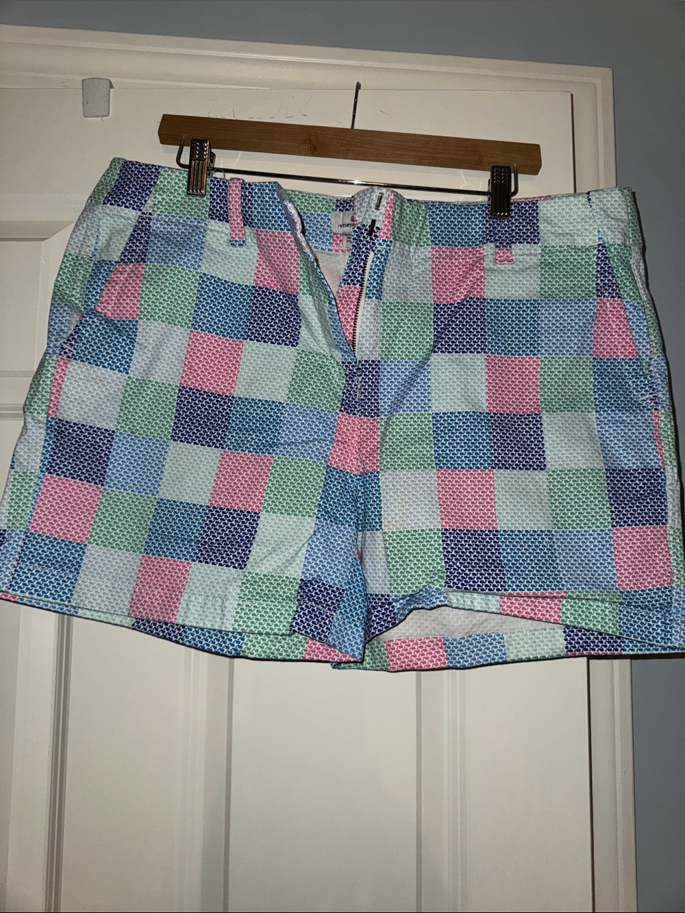 Vineyard Vines Pastel Check Cargo Shorts - Pink, Blue, Green, White